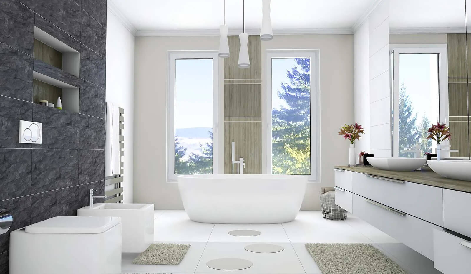 stanza da bagno moderna con vasca